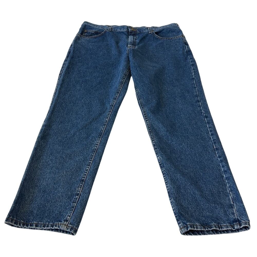 L.L. Bean Double L Jeans Men's 42x32  USA Straight Leg Medium Wash Blue Denim